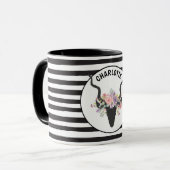 Deer head en rozen op maat mok (Voorkant links)