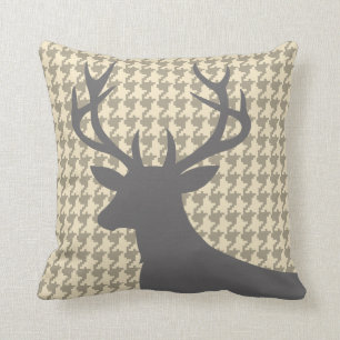 Deer Head Houndstooth eggshell grijs Kussen
