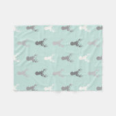 Deer Head in Mint en Grey Fleece Deken (Voorkant (Horizontaal))