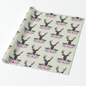 Deer Head, met bloemen en bergen Cadeaupapier (Uitgerold)