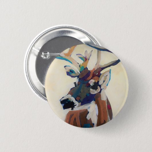 Deer Head Ronde Button 5,7 Cm (Voorkant /achterkant)