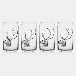 Deer Head Sihlouette Blikvorm Glas