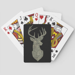 Deer Head Silhouette Buck Trofee in Camouflage Pokerkaarten