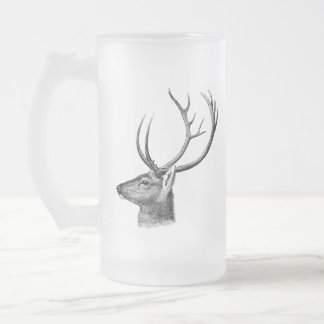 Deer Head Silhouette Matglas Bierpul
