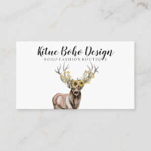 Deer Horn Antler Logo SunFlower Waterverf Visitekaartje