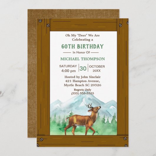 Deer Hunter Any Age Birthday Uitnodiging (Voorkant / Achterkant)