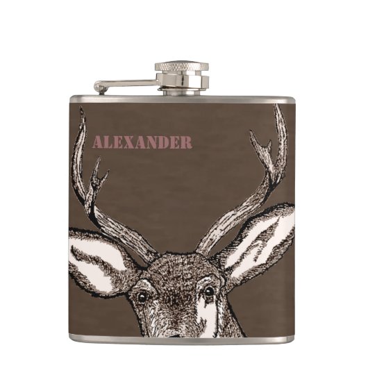 Deer Hunter Buck - Gepersonaliseerd Heupfles (Voorkant)