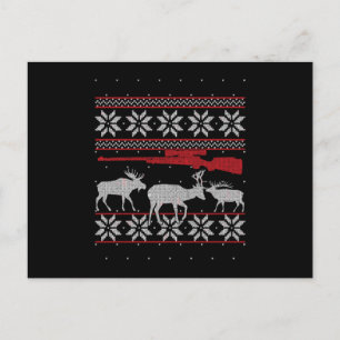 Deer Hunter Bucking Elk Hunting Ugly Christmas Uitnodiging Briefkaart