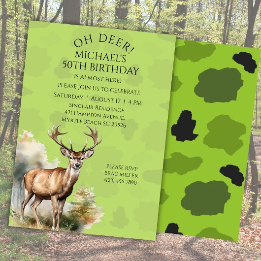 Deer Hunter Camouflage Birthday Uitnodiging