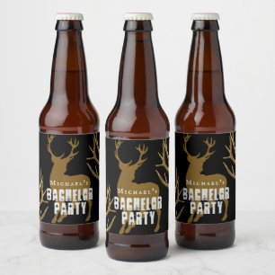 Deer Hunter Groom Antlers Bachelor Party Bier Etiket