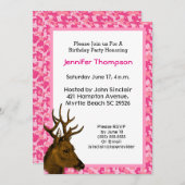 Deer Hunter Pink Camouflage Birthday Uitnodiging (Voorkant / Achterkant)