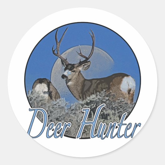 Deer Hunter Ronde Sticker (Voorkant)