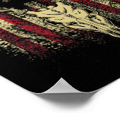 Deer Hunters Deer Skull op Amerikaanse vlag Poster (Hoek)