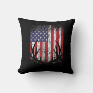 Deer Hunting American Flag Whitetail Buck Antlers Kussen