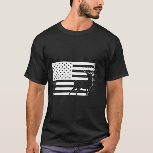 Deer Hunting Amerikaanse vlag T-shirt (Voorkant)