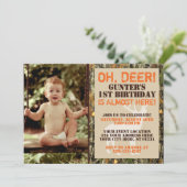 Deer Hunting Birthday Invitation with Photo - Camo Kaart (Staand voorkant)