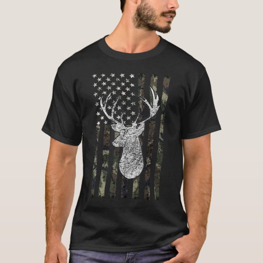 Deer Hunting Buck Camouflage Flag T-shirt (Voorkant)