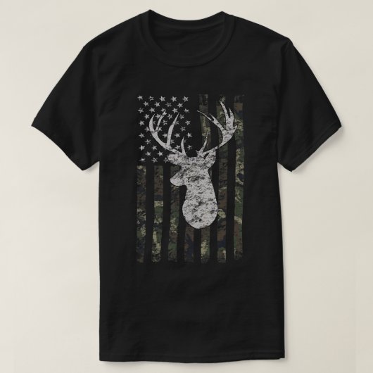 Deer Hunting Camo American Flag T-shirt (Design voorkant)