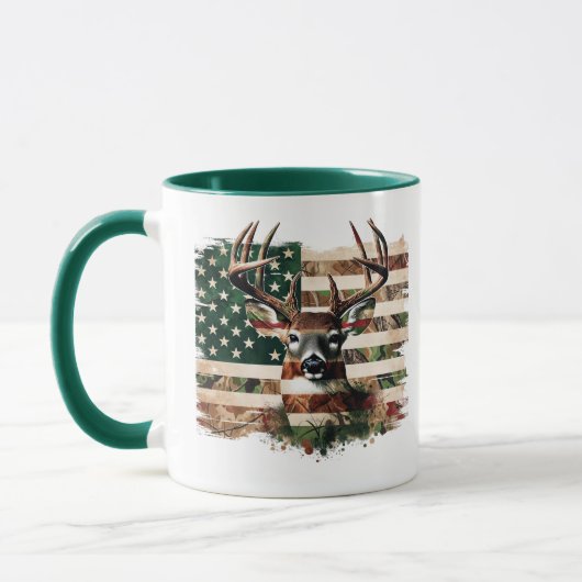 Deer Hunting Flag Print Coffee Mug Mok (Links)