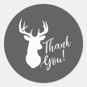 Deer Hunting Lodge Baby shower Antlers Boy Blue Ronde Sticker