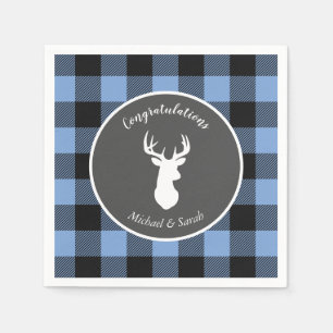 Deer Hunting Lodge Baby shower Antlers Boy Blue Servet