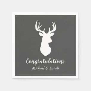 Deer Hunting Lodge Baby shower Antlers Boy Blue Servet