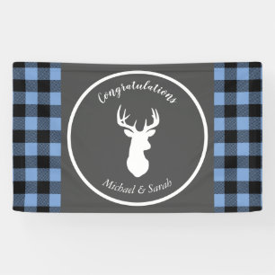 Deer Hunting Lodge Baby shower Antlers Boy Blue Spandoek