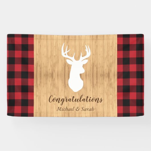 Deer Hunting Lodge Baby shower Antlers Spandoek (Horizontaal)