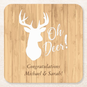Deer Hunting Lodge Baby shower Antlers Vierkante Kartonnen Onderzetter