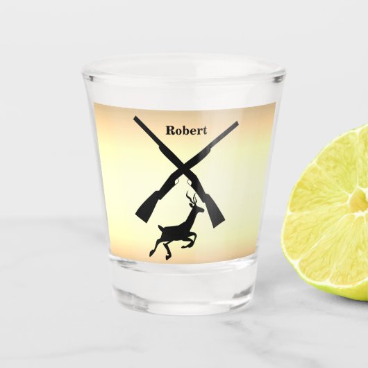 Deer Hunting Silhouette, gepersonaliseerd Shot Glas (Voorkant)
