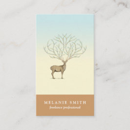Deer illustration floral antlers artistic card visitekaartje
