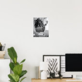 Deer in Bathtub Black White Bathroom art Poster (Thuiskantoor)