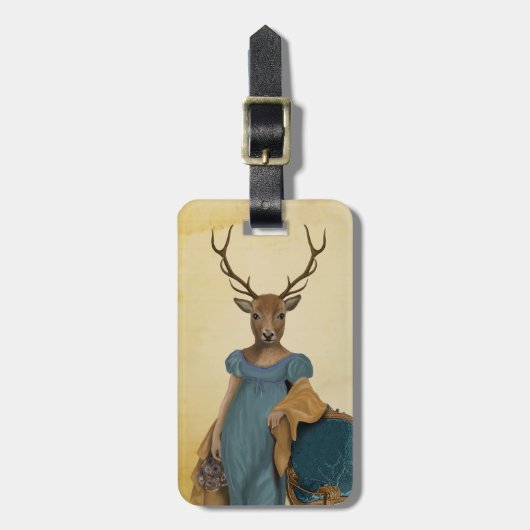 Deer in Blue Dress 2 Bagagelabel (Voorkant verticaal)