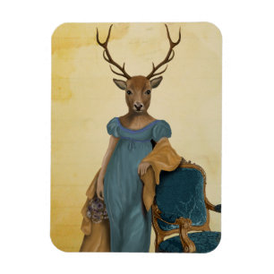 Deer in Blue Dress 2 Magneet