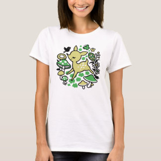 Deer in bos - groen t-shirt