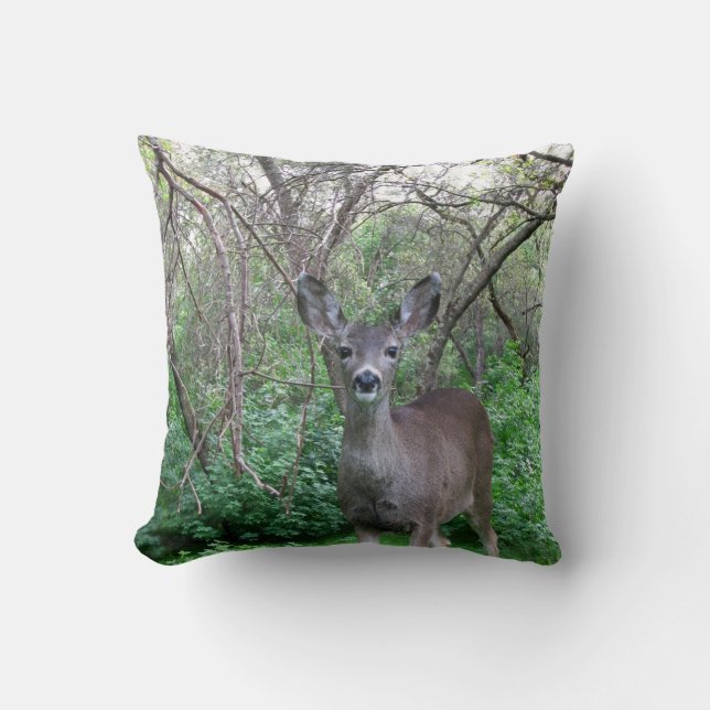 Deer in Bossen Pillow Kussen (Voorkant)