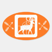 Deer in Crosshaar met twee sets kruispijlen Ovale Sticker (Voorkant)