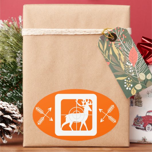 Deer in Crosshaar met twee sets kruispijlen Ovale Sticker (Feestdagen)