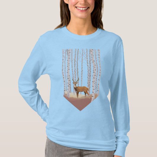 Deer in de Birch bossen T-shirt (Voorkant)
