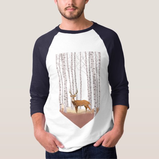 Deer in de Birch bossen T-shirt (Voorkant)