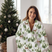 Deer in de Bossen Evergreen Fleece Deken