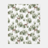 Deer in de Bossen Evergreen Fleece Deken (Voorkant)