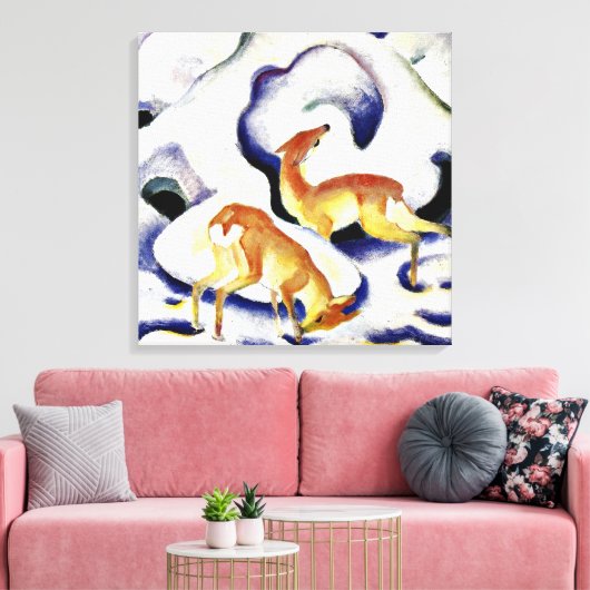 Deer in de sneeuw door Franz Marc Canvas Afdruk (Insitu (Woonkamer))