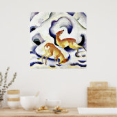 Deer in de sneeuw door Franz Marc Poster (Keuken)