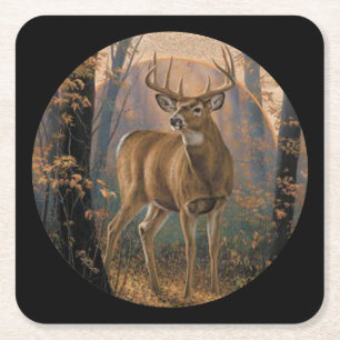 Deer in de Wilde Vierkante Kartonnen Onderzetter