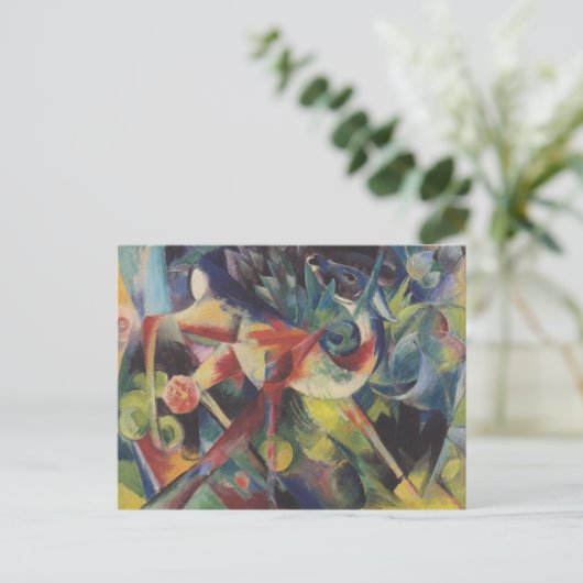 Deer in een bloemtuin van Franz Marc, kunst Briefkaart (Staand voorkant)