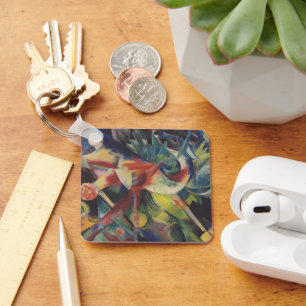 Deer in een bloemtuin van Franz Marc,  kunst Sleutelhanger