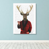 Deer in een rookjas canvas afdruk (Insitu (Houten vloer))