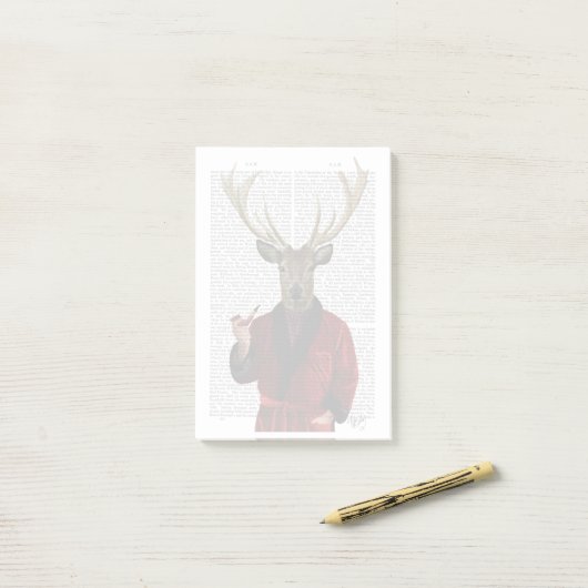 Deer in een rookjas post-it® notes (Op bureau)