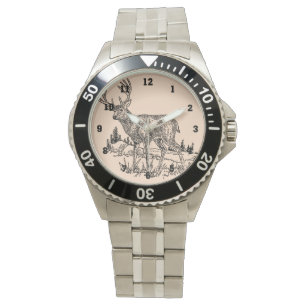 Deer in een veldtekening horloge